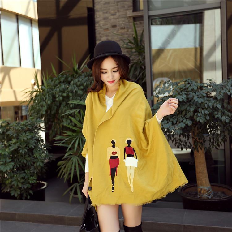 Milan Catwalk Applique Beautiful Women Scarf, Warm Shawl Autumn and Winter Fashion Scarf, Women