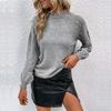 Autumn and Winter  New Women's Tops Half-high Neck Beaded Sweater Pullover Knit Sweater Women