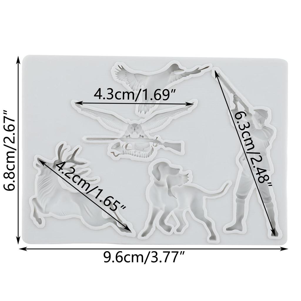 Формы из силикона Охотник Пистолет Олень Собака Сова Птица Часы Форма для мастики Инструменты для украшения торта Топпер для кексов Конфеты из шоколада Ремесло Жевательная паста Полимерная глина