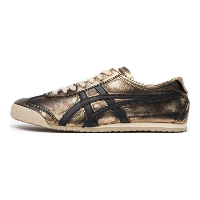 ONITSUKA TIGER Mexico 66 Кожа Синтетика Нескользящие Износостойкие Низкие Спортивные Повседневные Кроссовки Унисекс Золотой Черный 1183C144-200