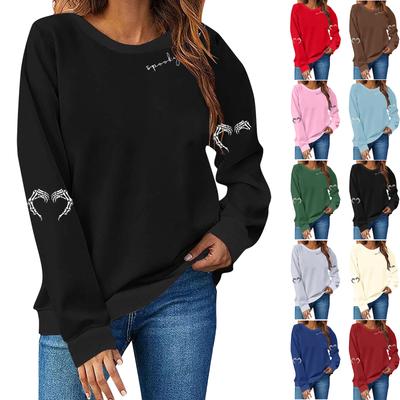 Женский свободный удобный повседневный модный свитшот с длинными рукавами и принтом на Хэллоуин