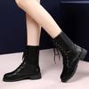 Fashion Ladies Shoes 2024 New Front Lace-up Women's Boots Fashion Sewing Modern Boots Women Winter Short Plush Plus Size Mid-Calf Boots