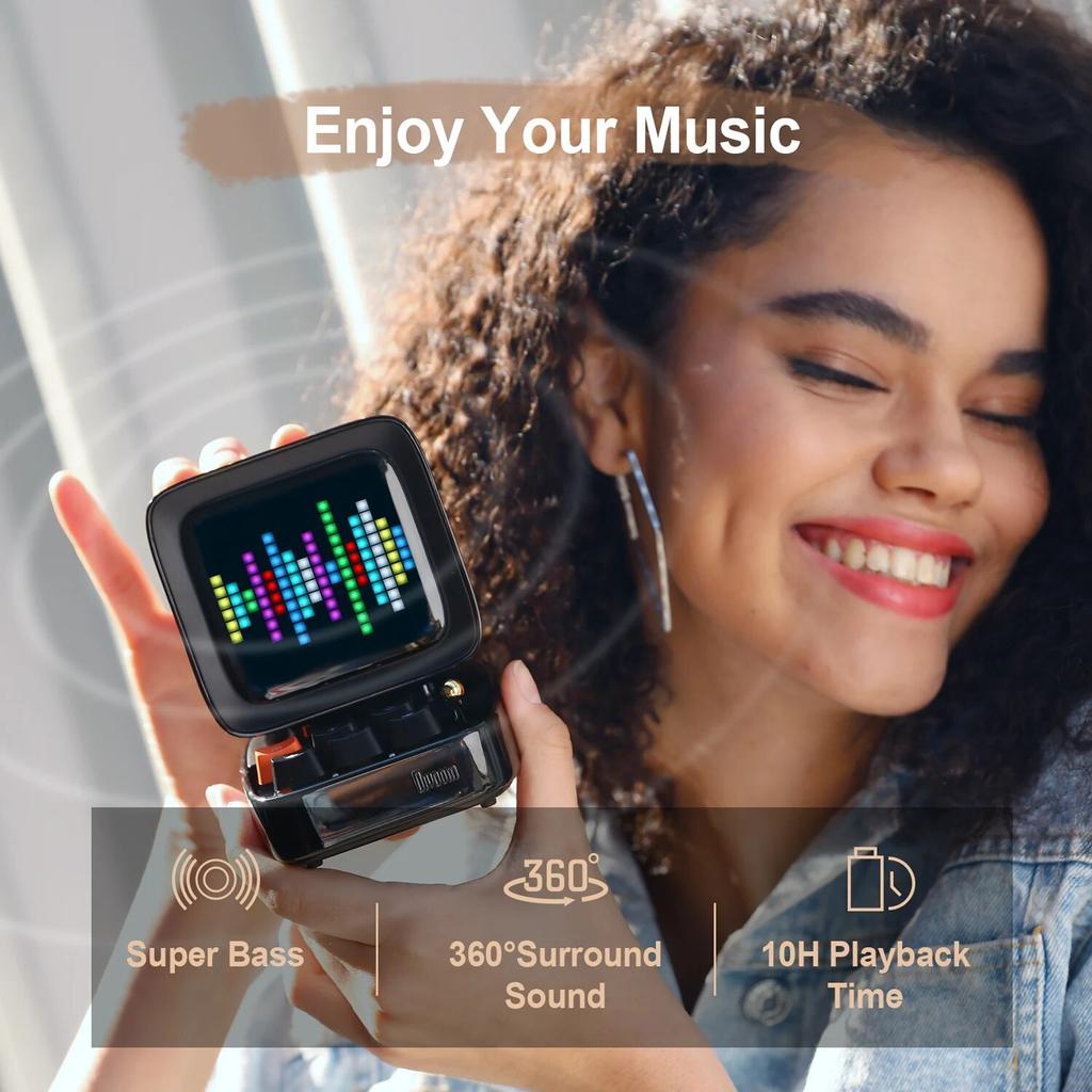 Беспроводная Bluetooth-колонка Pixel Art с выходной мощностью 15 Вт для игровой комнаты со светодиодным передним экраном 16X16, управляемым через приложение