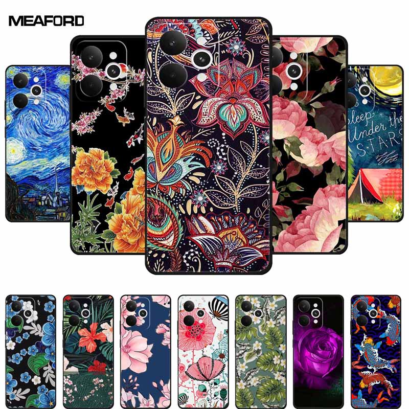 For Realme 15 15 Pro 5G Black Case 3D TPU Silicone Soft Back Cover For Realme C15 6.5" Funda Emboss Relief Flowers Bag Casing