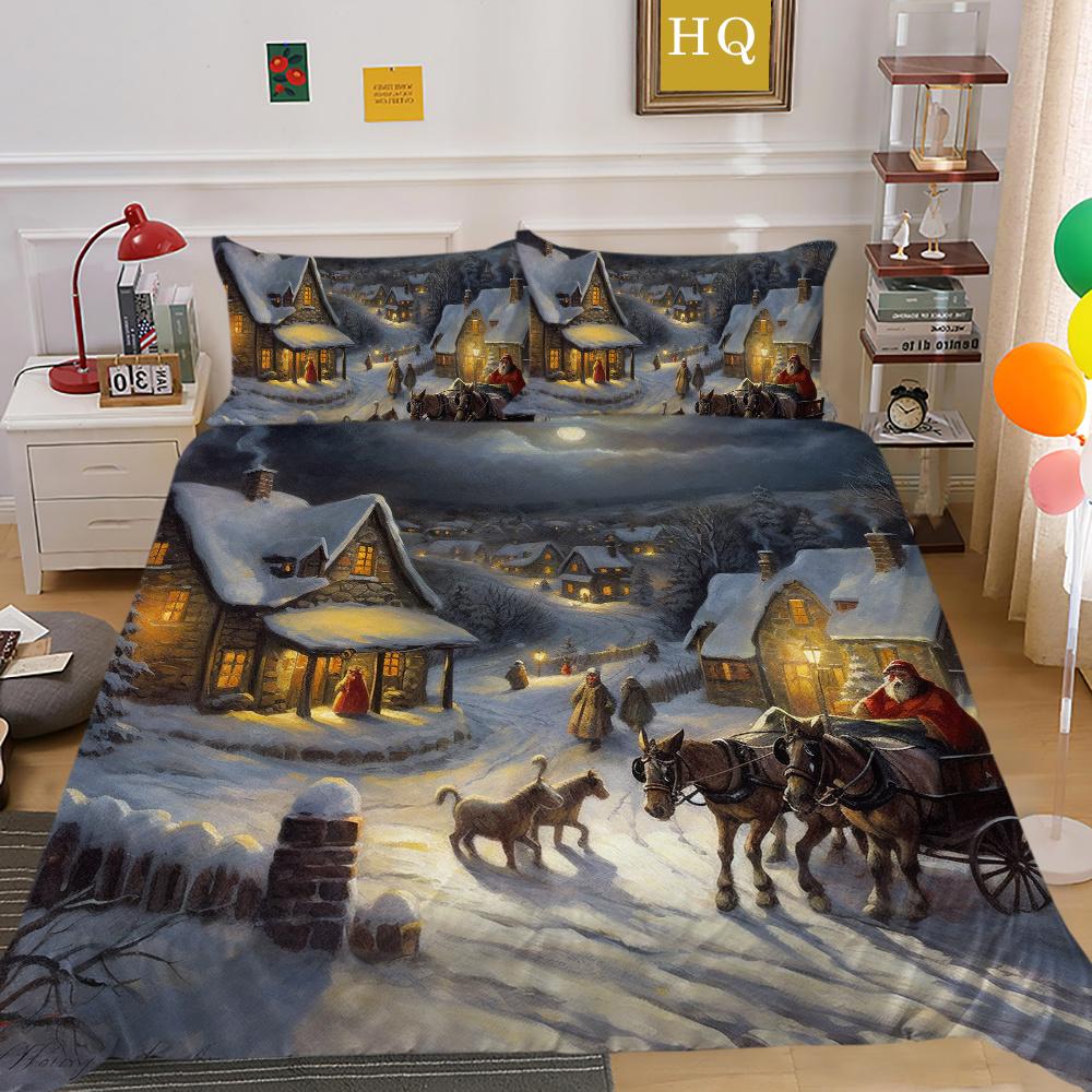 Christmas Printed Single Size Bed Set Cover Superior Highend Cartoon Design Children Teen Home Textiles
