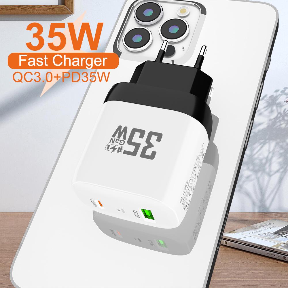 35W QC 3.0 PD Fast Charger GaN USB - EU & US Standard