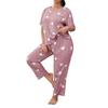 Women's Plus Size Pajama Sets Casual Loose Short Sleeve Top and Pants Loungewear