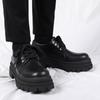 Derby Thick Soled Men's Leather Shoes Trendy Design Styles Leisure Business Office Outdoor Party Daily Youth Black Shoes New