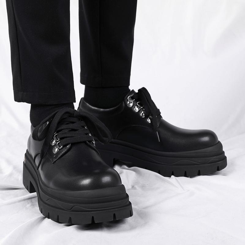 Модные туфли Дерби на толстой подошве из кожи для мужчин Модные стили дизайна Для отдыха, бизнеса, офиса, вечеринок на свежем воздухе Повседневные молодежные Черные туфли Новые