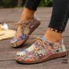 Повседневная обувь большого размера в этническом стиле для женщин, разноцветные холщовые кеды на шнуровке с граффити, низкие