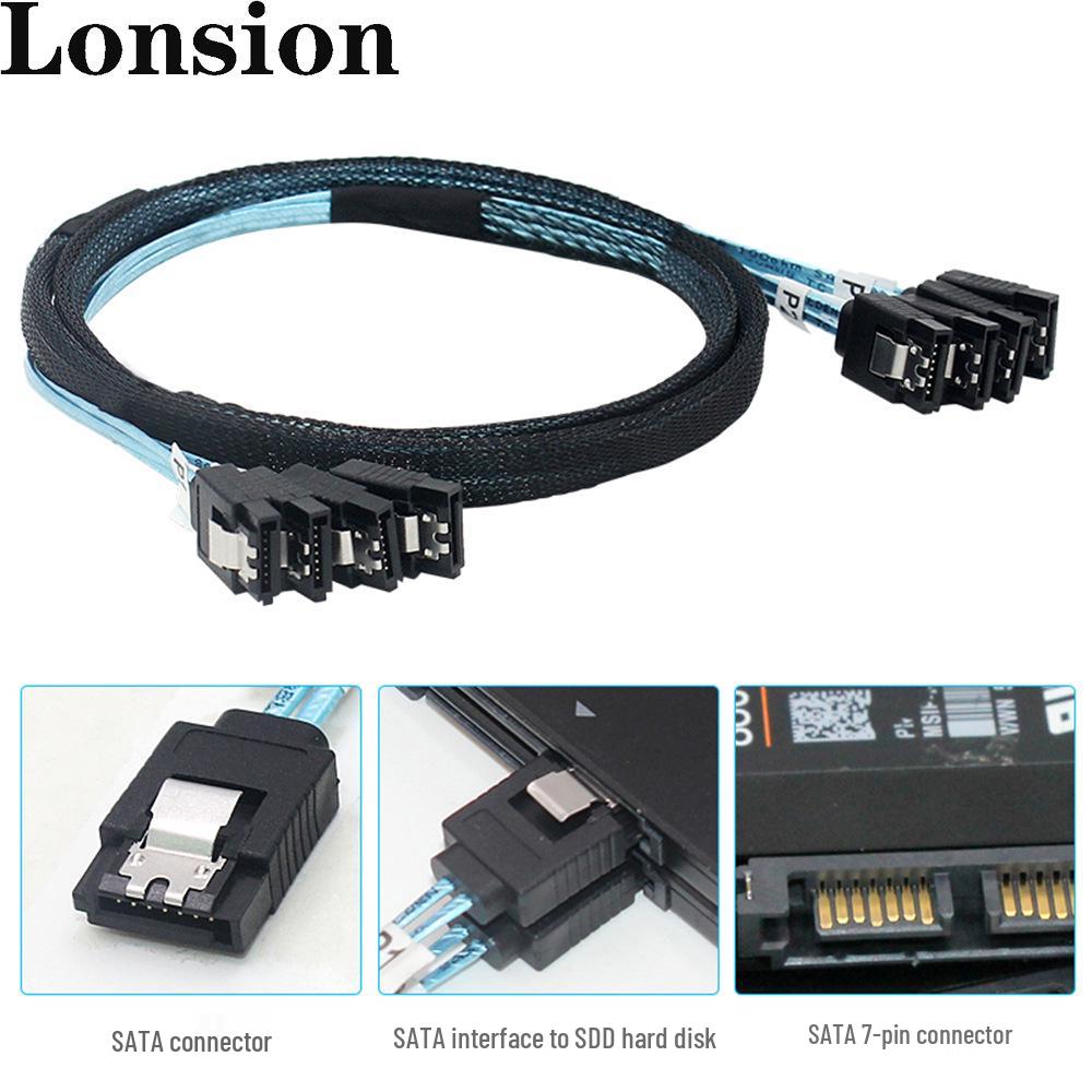 Плетеный кабель для жесткого диска 4x SATA на 4x SATA 4.0 180°