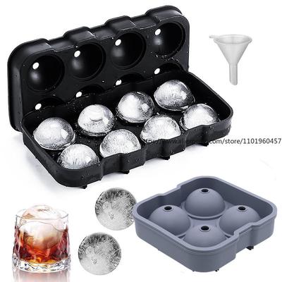 Большие формы для кубиков льда в виде шаров 4/8 ячеек Форма для виски Герметичная круглая форма для кубиков Легко наполнять и извлекать Инструменты для изготовления шариков льда