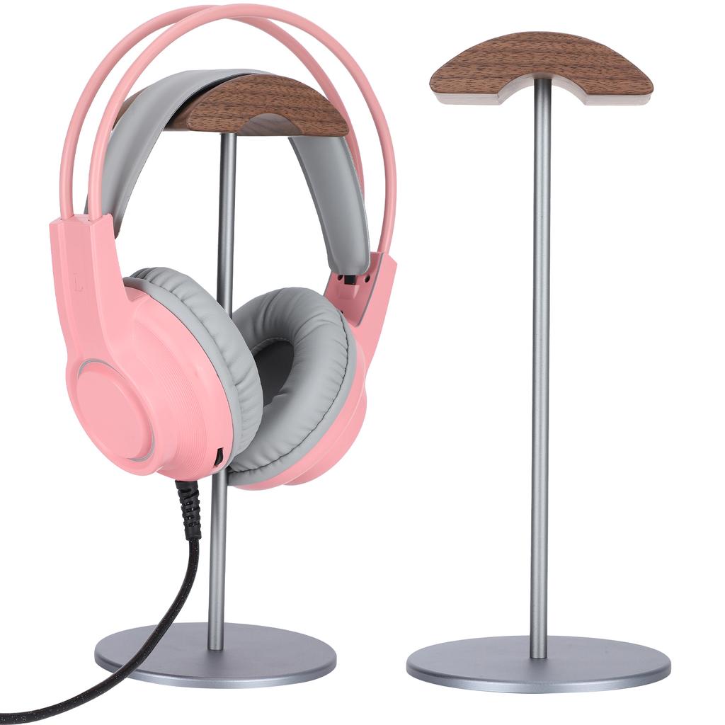 Headphone Stand Rack Headset Earphone Holder Hanger DIY Black Walnut Wood Aluminum Desk Display