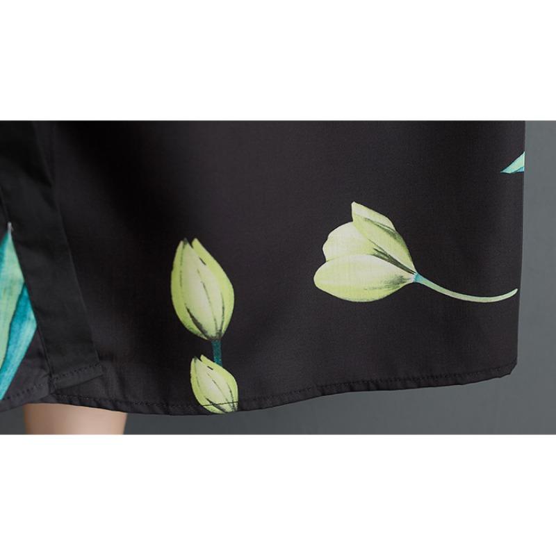 DIMANAF 2025 Plus Size Женское летнее платье Женское базовое длинное платье свободного покроя с винтажным цветочным принтом Повседневное платье на пуговицах