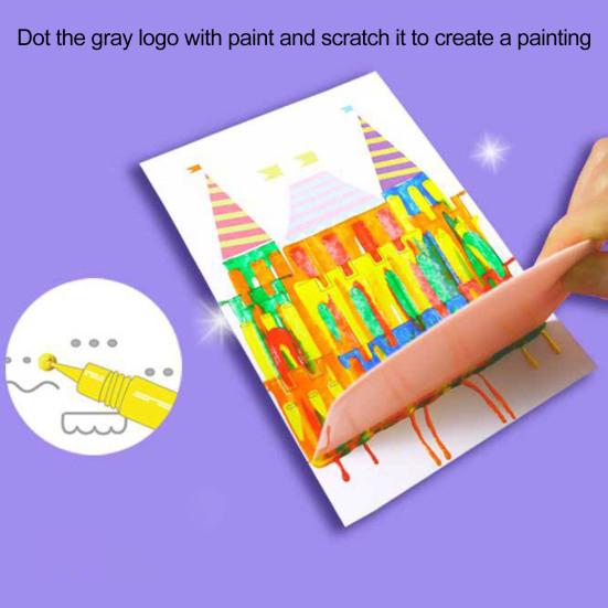 1 набор Squeegee Art Kids Paint Kit DIY Rainbow Scratch Painting Crafts