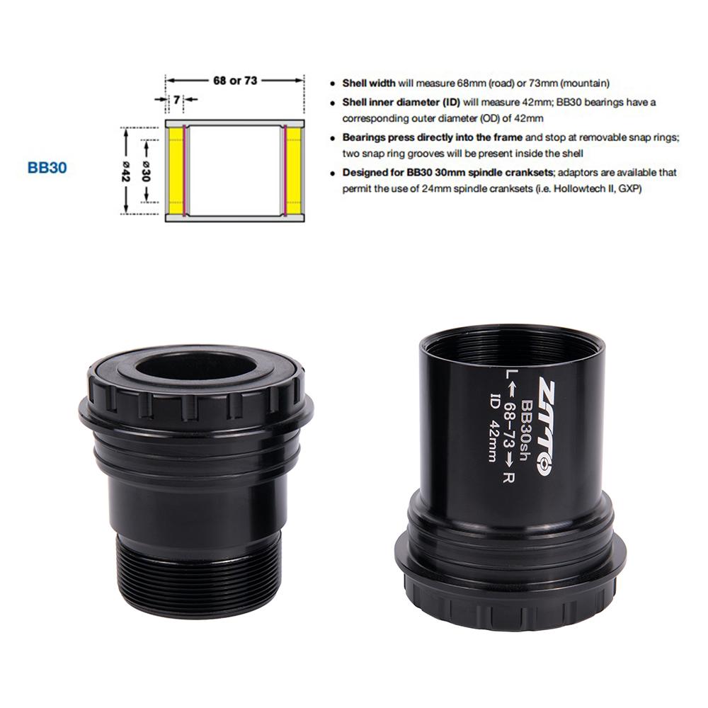 ZTTO MTB BB30 24 Адаптер Велосипедная запрессовываемая каретка Ось Керамический подшипник BB Для горного шоссейного велосипеда 24 мм Шатуны