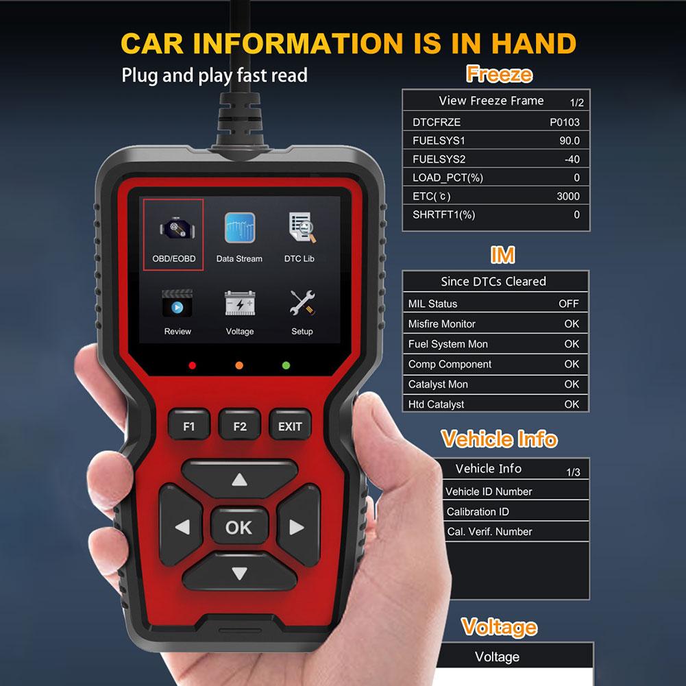 V519 Автоматический диагностический сканер Профессиональный механический диагностический прибор для проверки двигателя Сброс кода неисправности Сканер On-BD2 Данные в реальном времени
