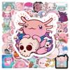 50pcs Axolotl Stickers Waterproof Reusable Adhesive For Laptop/phone/suitcase