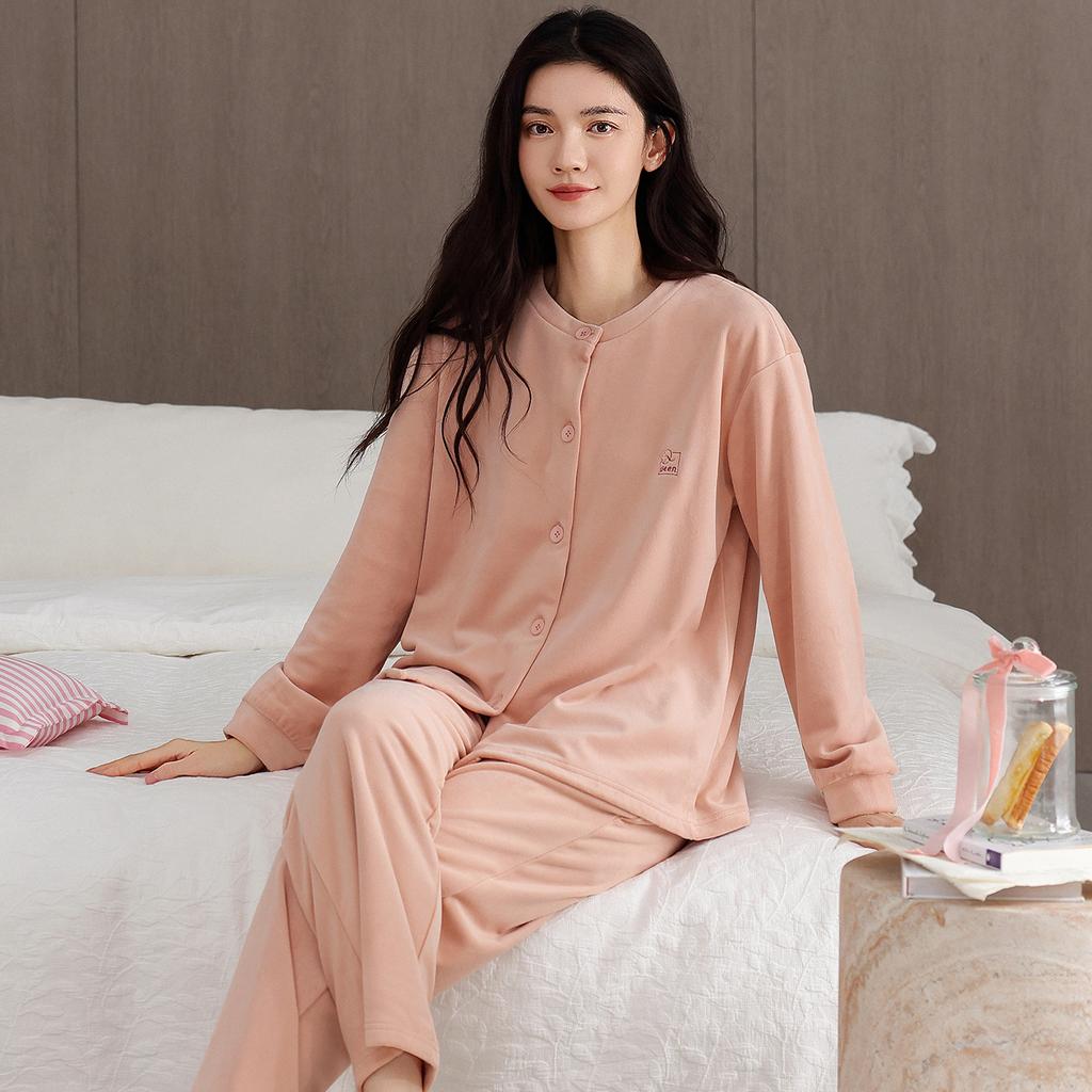Pajamas Women'S Autumn And Winter Fleece Thickened Coral Fleece Can Be Worn Outside Island Fleece Loungewear Thin Fleece Set