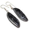 Larvikite Jasper Gemstone Handmade Silver Jewelry Earrings 1.5''