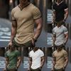 Men's Summer Fashion Sports Casual Short Sleeve Tops Solid Color V-Neck T-Shirt