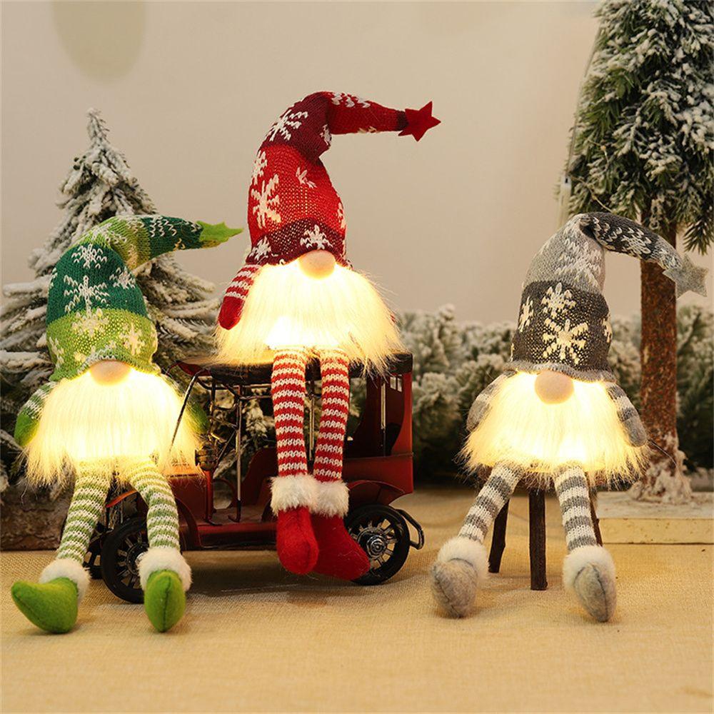 Festival Ornaments Decoration Celebration Gift Old Man Rudolph Glowing Elf Dwarf Goblin Lights Doll
