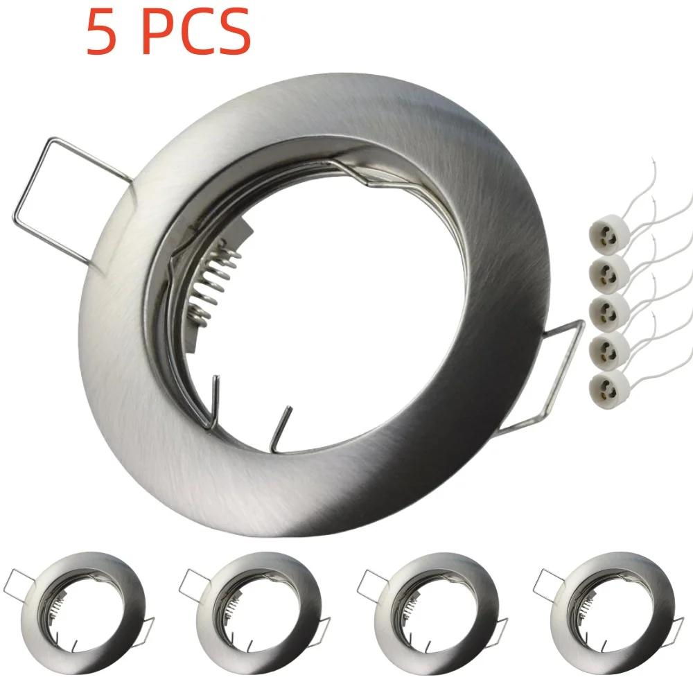 5 Pcs Recessed Ceiling Lamps with Holder GU10 Socket Base LED Spot and Halogen Built-in Spot Lights