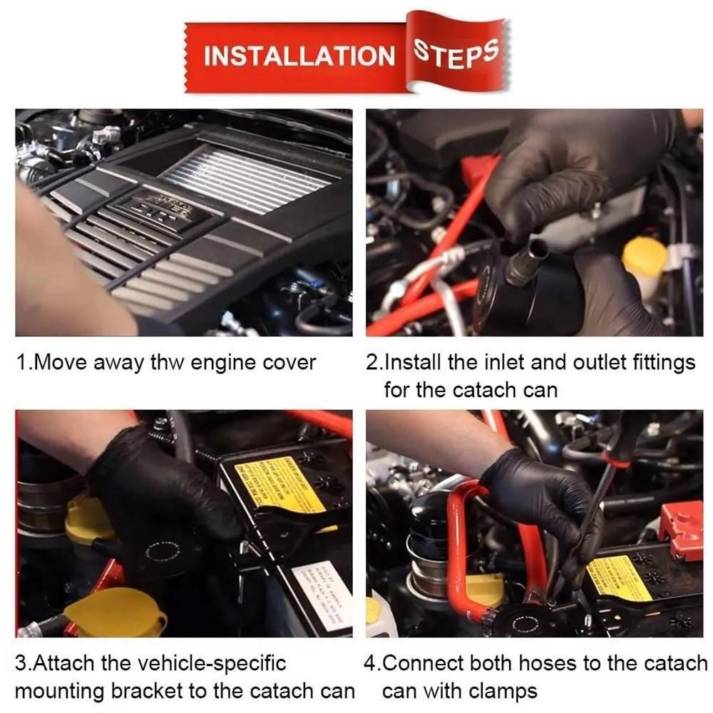 Universal Air Oil Separator Car 3-Port Oil Catch Can 1 Outlet+2 Inlet With Breathing Filter And Oil Drain Valve Filter