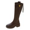 Brown Boots Women's Boots Small Autumn Thick-soled Retro Thin But Knee-high Women's Boots Boots Increased Height