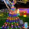 Mozalida [Style] LED Illumination Lights, 350 Bulbs, Solar Powered, Outdoor, Waterproof, Christmas Decorations, DIY Christmas Tree Lights, Auto