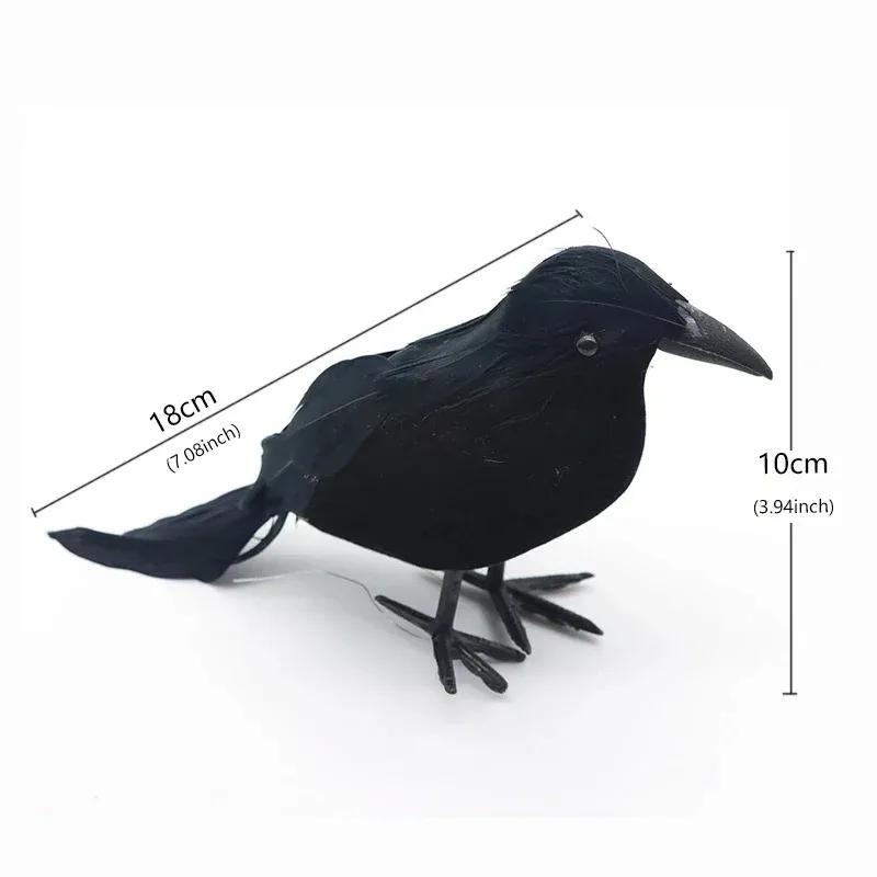 Simulation Black Crow Halloween Removable Feather Bird Artificial Crow Raven Prop Horror Scary Garden Decorations Party Supplies