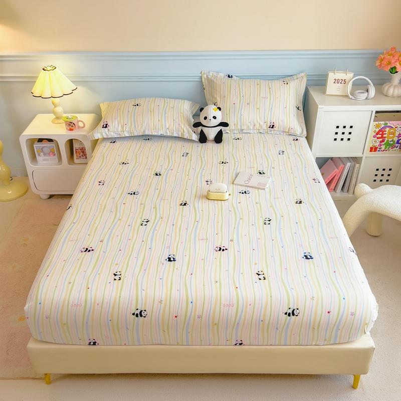 Pure Cotton Bedsheet Cartoon Style Fitted Sheet Queen/King Size Bed Cover Adults Kids Bed Linen Sabanas (Pillowcase Need Order)