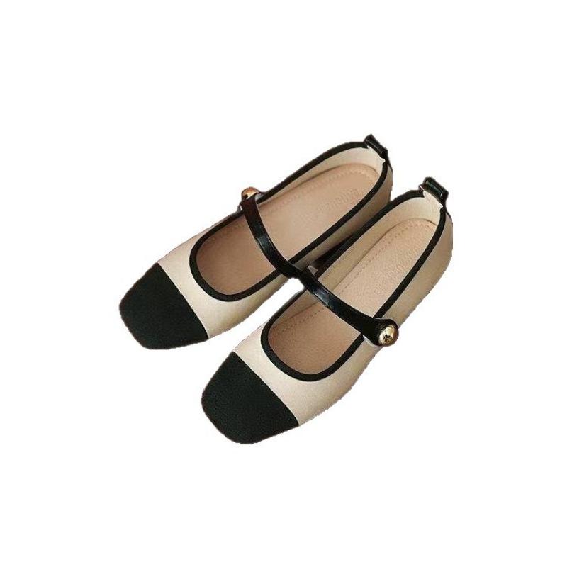 Autumn square head Mary Jane shoes soft leather commuter shoes women's thick heel soft sole comfortable gentle wind shoes