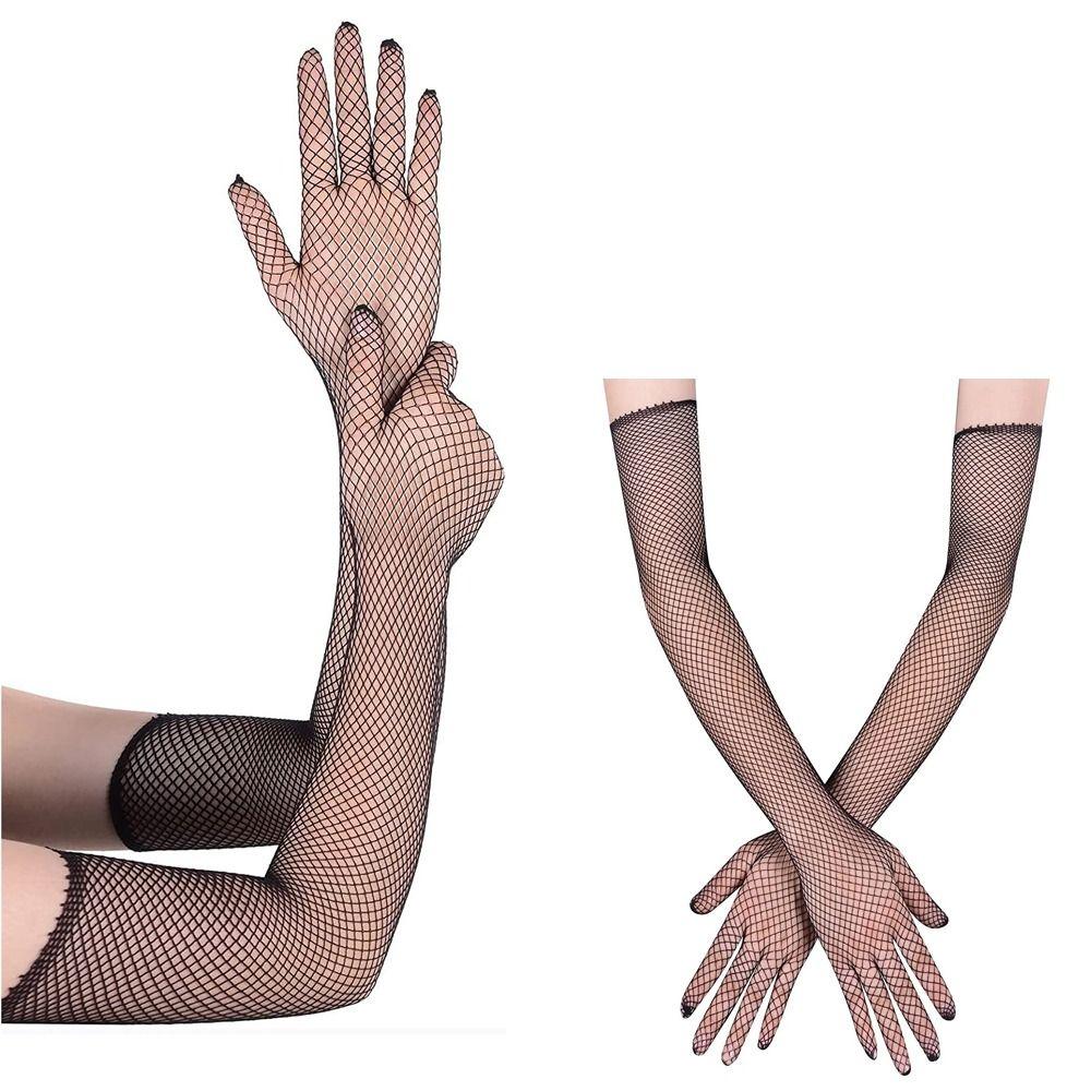 Sun Protection Long Gloves Mesh Driving Mittens Dance Black Rock Gloves Dancing Party