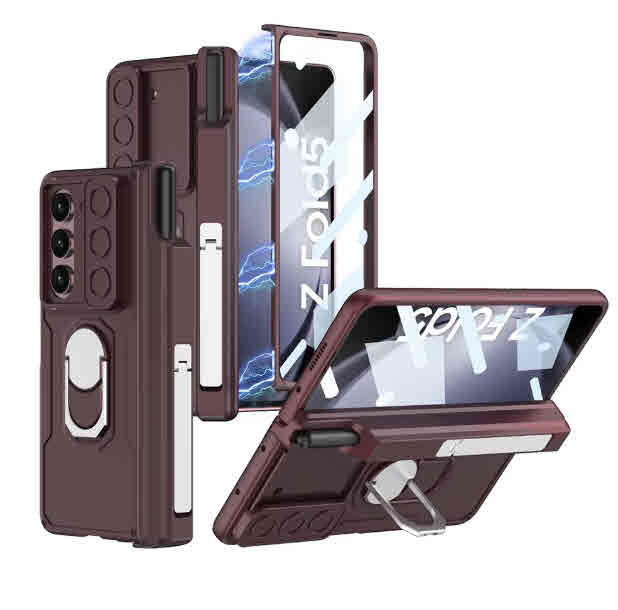 Full Cover Anti-Drop Flip Case With Front Glass for Samsung Z Fold 5 Stand and Pen Slot Fall Protection Phone Case for Mobile
