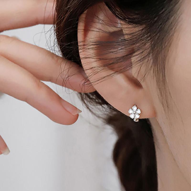 14K Цветочные серьги-кольца для женщин Серебряные серьги Hikaw Золотые не темнеющие гипоаллергенные серьги