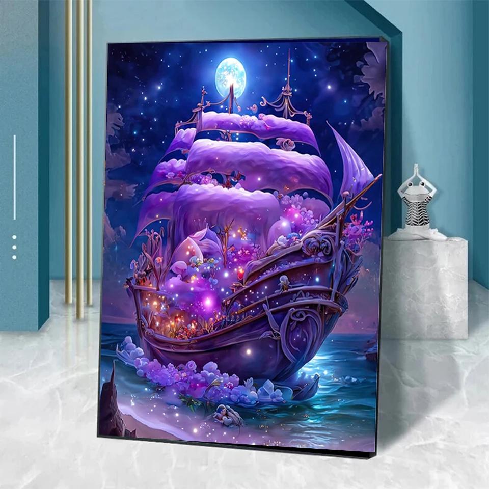 5D Diy Diamond Painting New Arrival Ship Sailboat Jewelry Cross StitchEmbroidery All Mosaic Art Home Decoration Blessing Gift