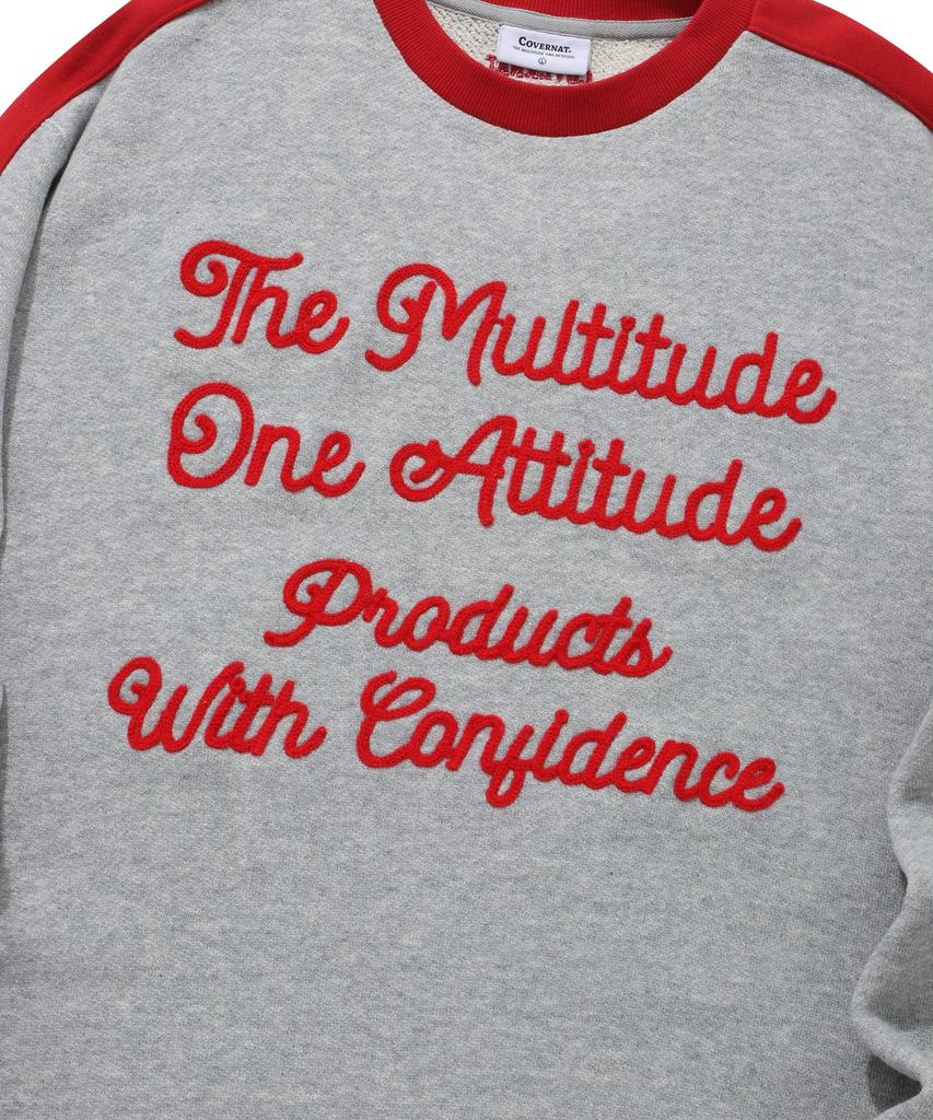 COVERNAT Retro Lettering Sweatshirt Melange Gray