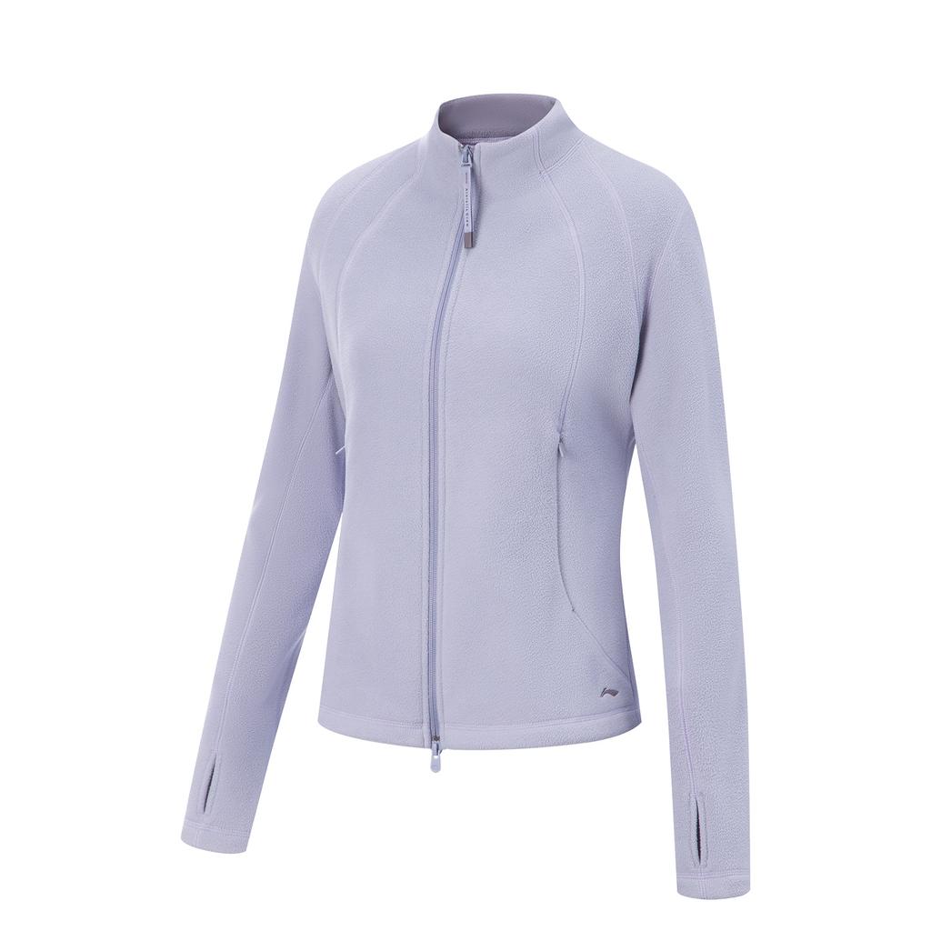 Li-Ning Fitness Series Slim Fit Stand Collar Logo Embroidered Jacket Women Jacket AWDVC36-1