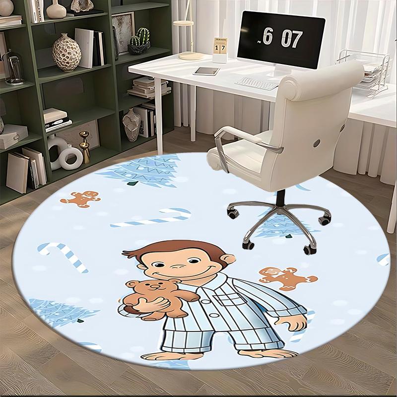 Curious George,Christmas Chair mat Round Rug Office carpet, Non slip, Suitable for Living Rooms, Bedrooms Decor 1205522a