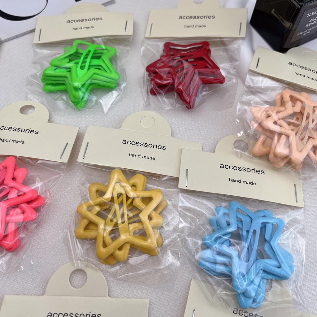 5 шт., шпильки-невидимки для девочек в виде звездочек конфетного цвета, крутые металлические заколки для волос в виде пентаграммы для девочек, аксессуары для головных уборов в стиле Харадзюку