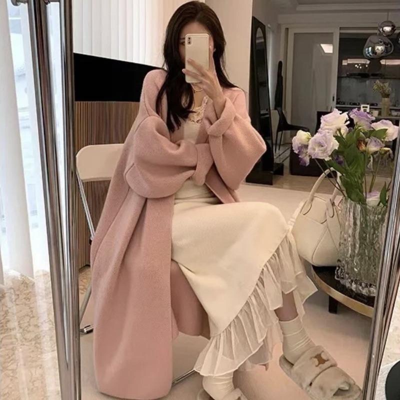 Женский кардиган-жакет свитер ретро ленивый ветер свободный средней длины пальто женский осенне-зимний новый толстый