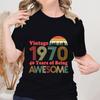 Женская футболка на 50-летие, винтажная 1970 г., 40 лет быть потрясающим, классический ретро-графический подарок на день рождения для мамы, летние женские топы