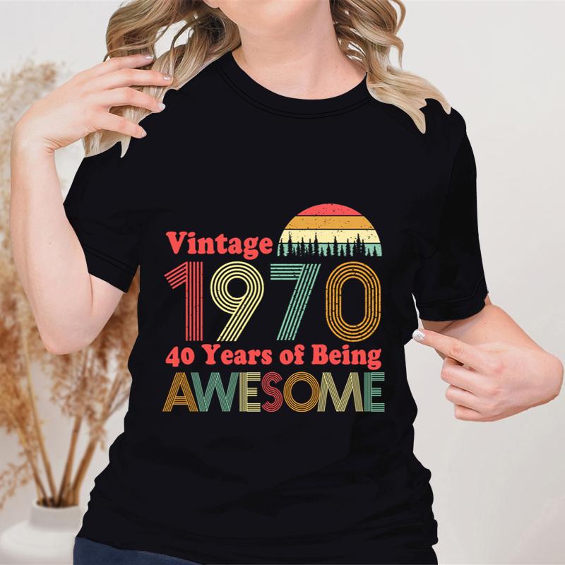 Женская футболка на 50-летие, винтажная 1970 г., 40 лет быть потрясающим, классический ретро-графический подарок на день рождения для мамы, летние женские топы