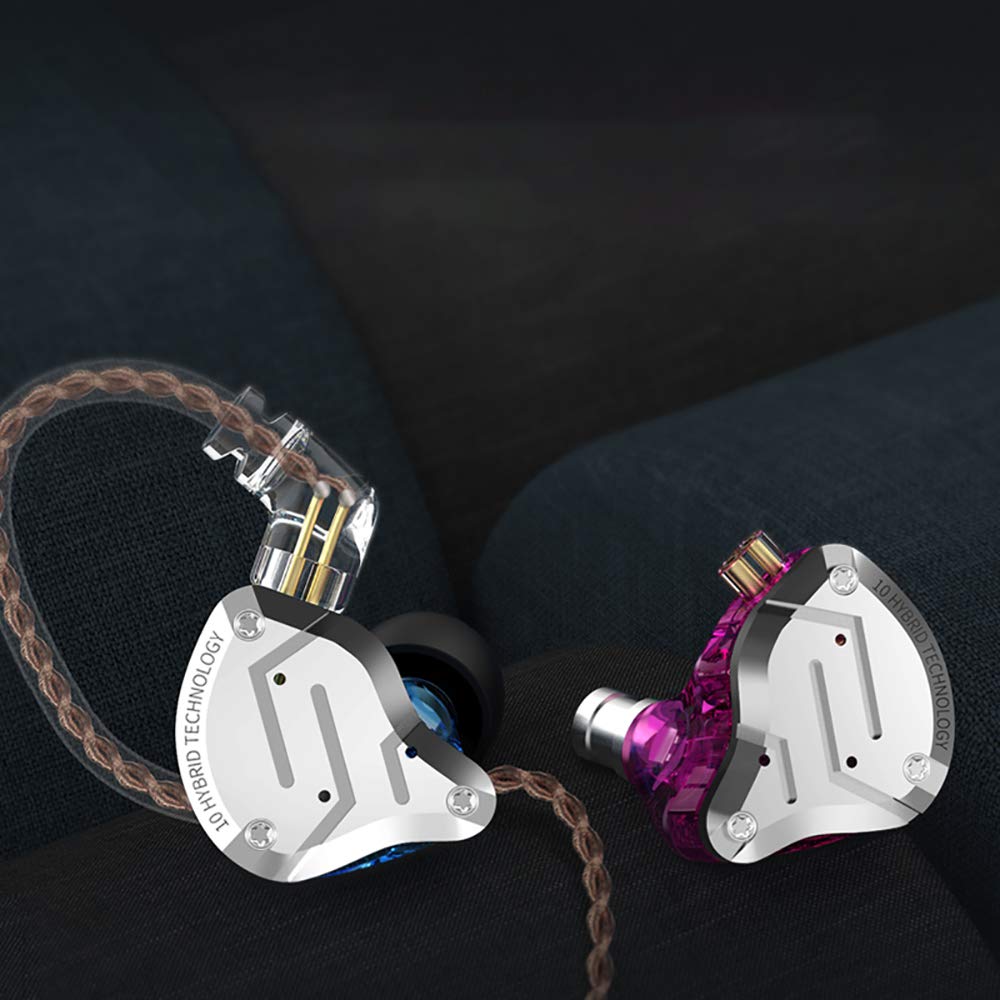 Yinyoo KZ ZS10 PRO Wired HiFi Hybrid No In-Ear Earphones, 4BA+1DD In-Ear Monitors, 2-Pin 0.78mm Earphones, Re-cabled, High-Fidelity Sound, Closed-Back