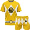Летний Новый Bandai Power Rangers Футболка Шорты Мужской Дышащий Быстросохнущий Фитнес Бег Спортивный Костюм Комплект