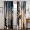 Modern Black Gold Texture Marbling Abstract Design 2 Pieces Shading Window Curtain For Living Room Bedroom Decor