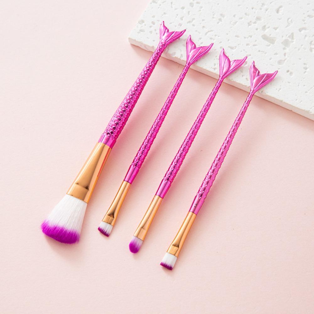 4pcs/set Loose Powder Brush Mermaid makeup brush Soft Fiber Blush Eyebrow Eyeliner Brush Beauty Tool Highlighter Brush