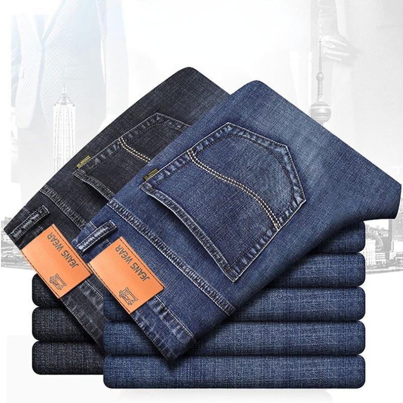 Jeans Men's Loose Straight High-end Stretch Washed Casual Trousers