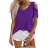 Женская летняя модная повседневная однотонная футболка с v-образным вырезом и коротким рукавом, топ